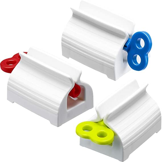 Plastic Rolling Tube - Plastic Squeezing Rolling Tube Dispenser with Novel Rotate Handle for Easily Use Toothpaste for Bathroom(Red, Blue, Green, 3...