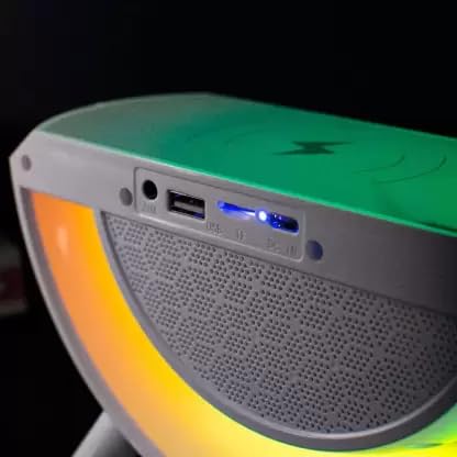 Wireless G Speaker with Wireless Charging | Desk Lamp Bedside Night Light, Smart Light, Sound Machine, and Stylish Bedroom Home Decor