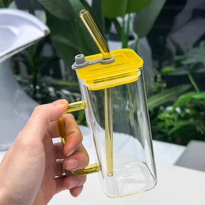 Can Glass Sipper Tumbler with Lid Straw -