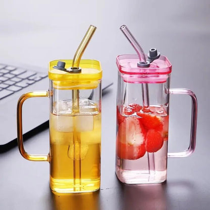Can Glass Sipper Tumbler with Lid Straw -