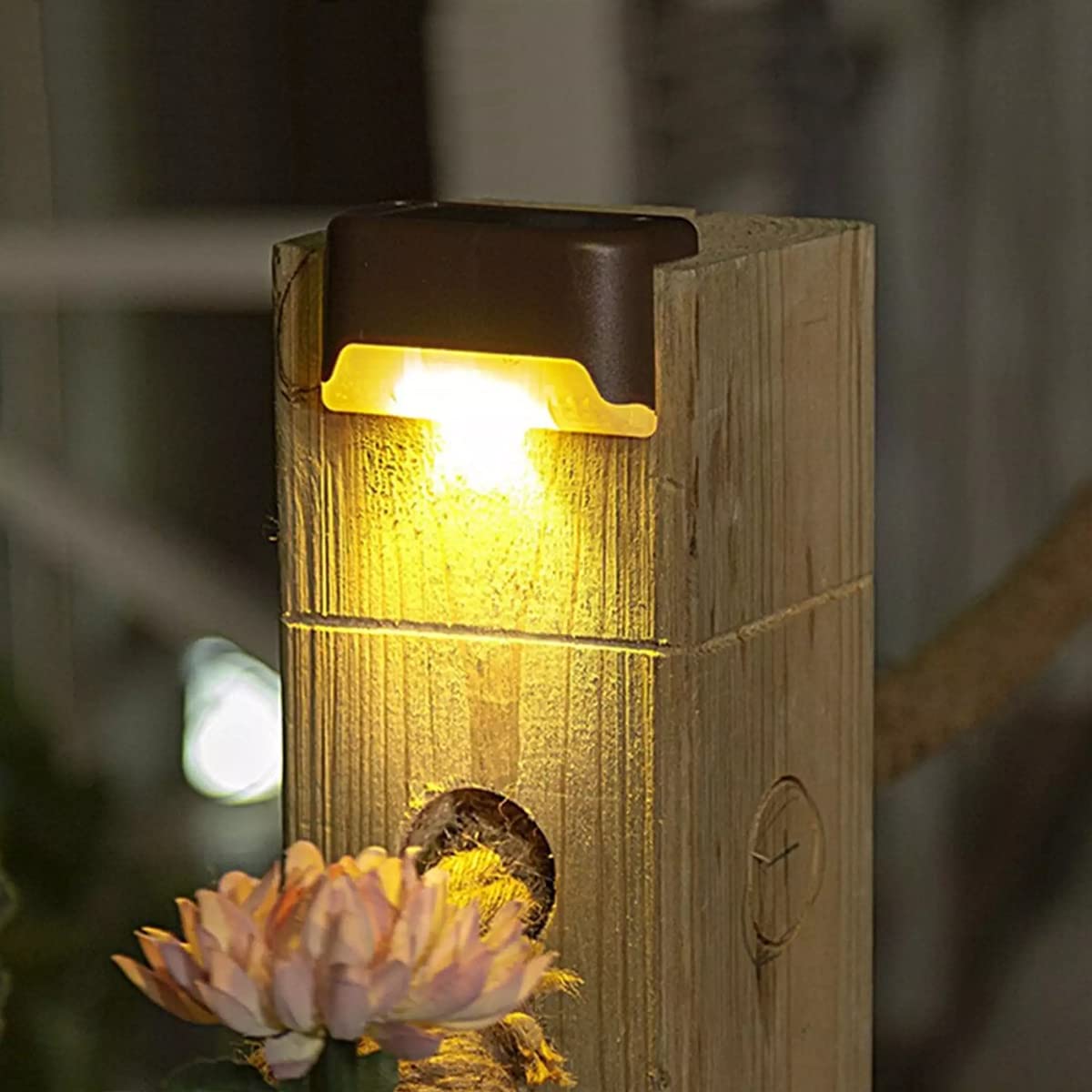 Light Outdoor Waterproof Step Lights Deck Lighting for Steps Stairs Paths Garden Fences Pathway,Outdoor Solar Deck Lights [ Pack of 4, Warm
