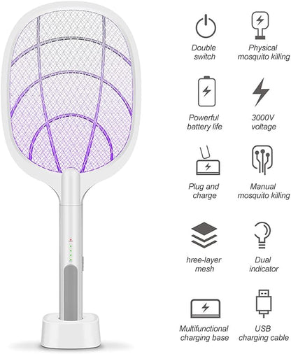 Rechargeable Fly Mosquito Racket Bat in-Built UV Lamp