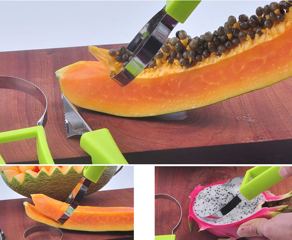 Melon Baller Scoop Set,Fruit Cutters, 4 In 1
