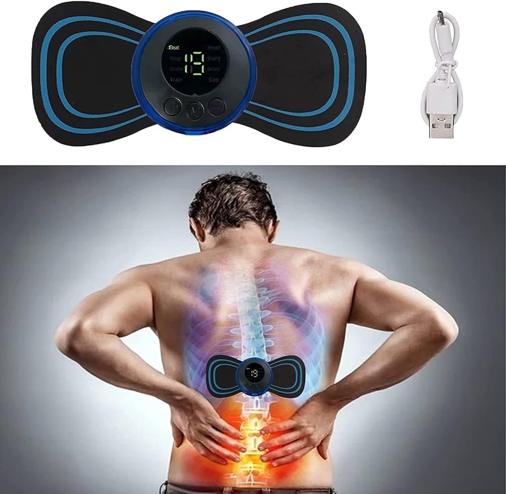 Mini Massager with 8 Modes&19 Strength Levels,Rechargeable Electric Sticker,Cordless ,Portable Body Massage Patch For Men,Women,Shoulder,Arms,Legs,Neck...