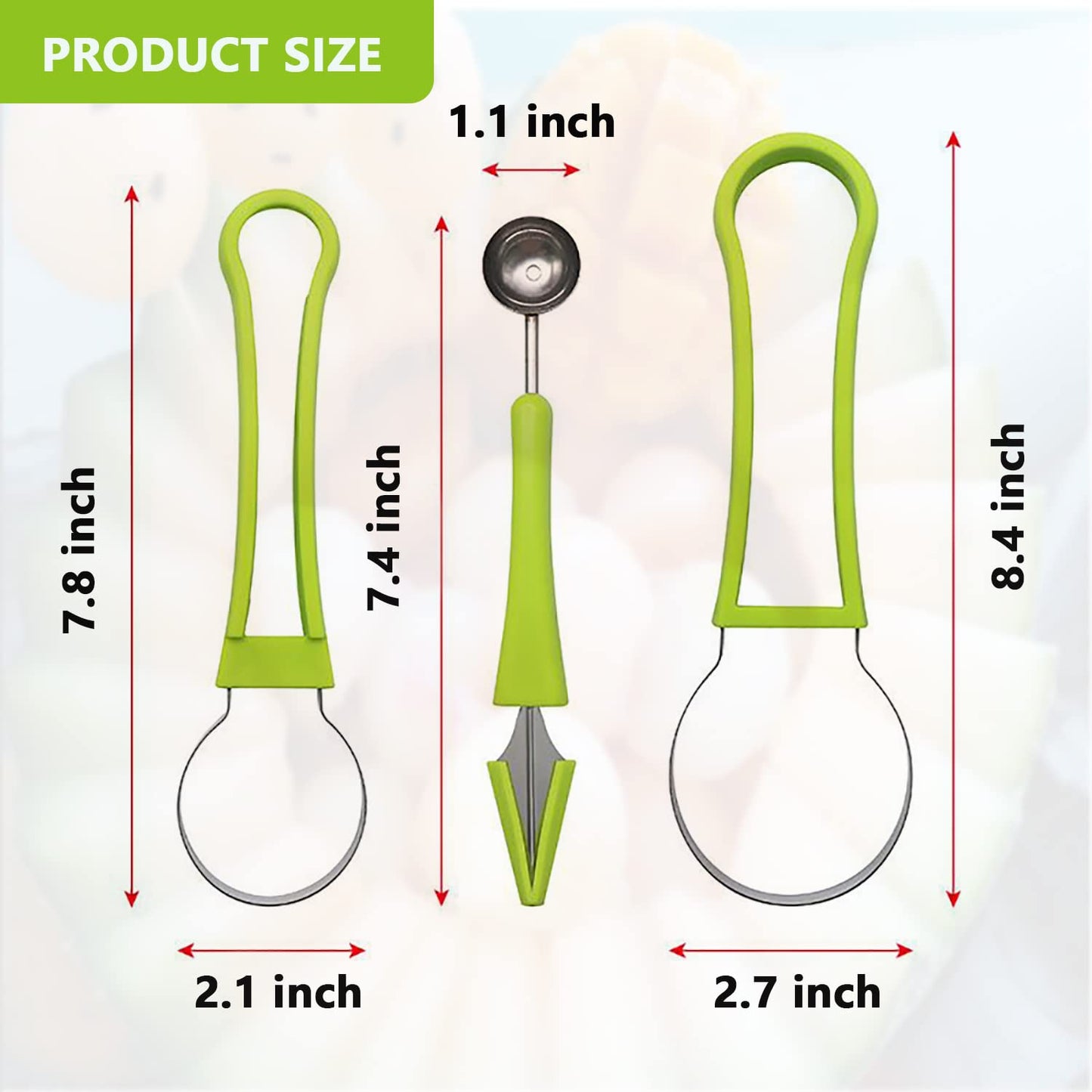 Melon Baller Scoop Set,Fruit Cutters, 4 In 1