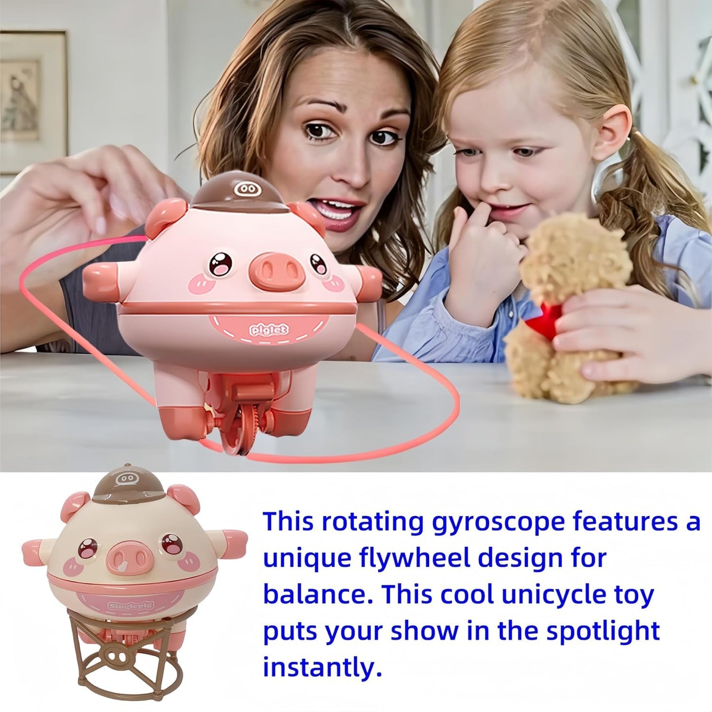 Battery Operated Cute Tightrope Walking Balance Pig Roly-Poly Tumbler