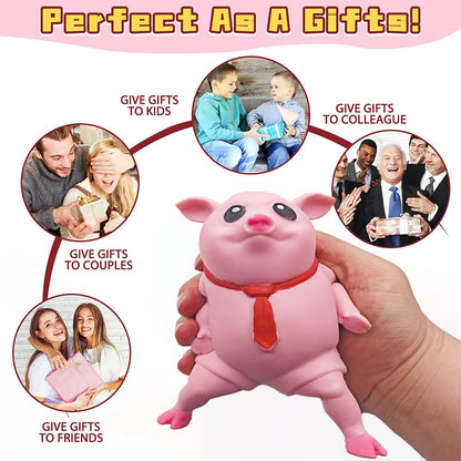 Novelty Cute Squishy Toy Pink Pig Gifts for Kids Adults, Decompress and Stress Stretch Animal Anxiety Relief Autism Disorders, Funny Pig Man...